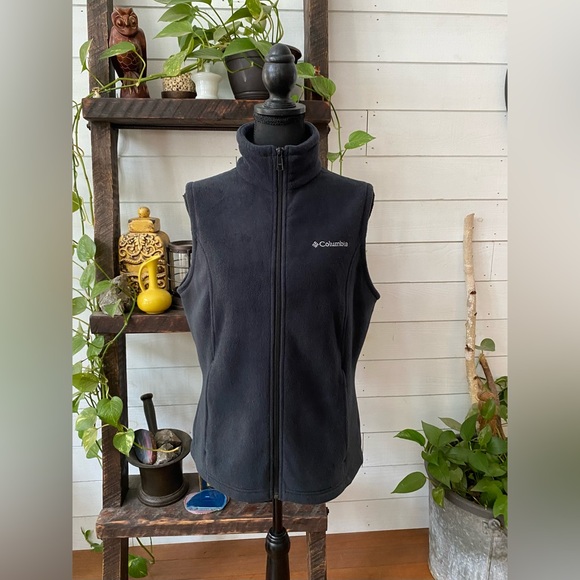 Columbia: Charcoal Black Fleece Zip Up Vest - Picture 7 of 15